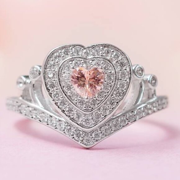 Princess Crown / Tiara Ring, real 925 Sterling Silver Charmed Aroma - Picture 1 of 7